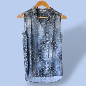 TAHARI Kismet Blues Shira Sleeveless High-Low Hem Tank Top Shirt‎ Sz XS MSRP $78